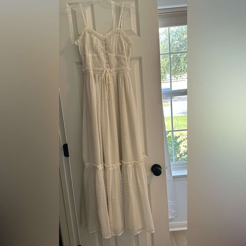 Patrons of Peace Cream Maxi Dress with Spaghetti Straps